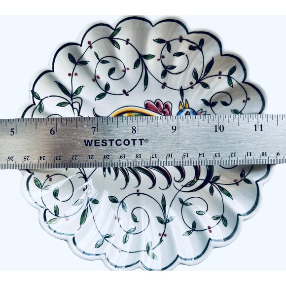 Hand-Painted Outeiro Rooster Decorative Plate 180 Portugal Ceramic 6" Scalloped - Picture 2 of 6